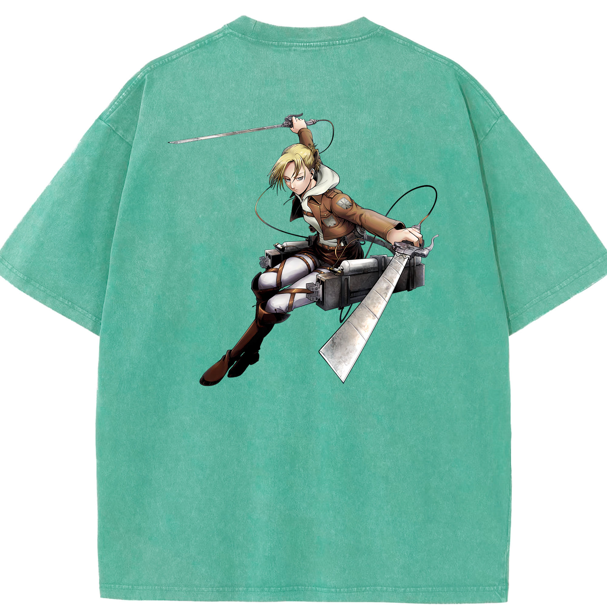 （画像用） 進撃の巨人 アニ・レオンハート Attack on Titan Annie Leonhart 綿100% ヴィンテージ風 半袖Tシャツ（背面プリント）